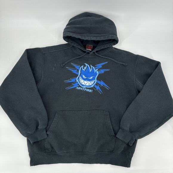 Spitfire Other - Vintage Spitfire Hoodie Men Medium Black Faded Distressed Embroidered Skate Y2K